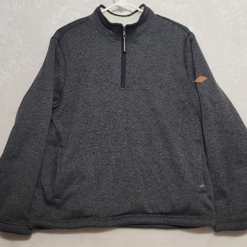 Orvis Sweater Mens Extra Large Gray Sherpa Lined Quarter Zip Pullover Fleece